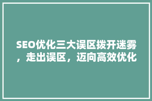 SEO优化三大误区拨开迷雾，走出误区，迈向高效优化之路
