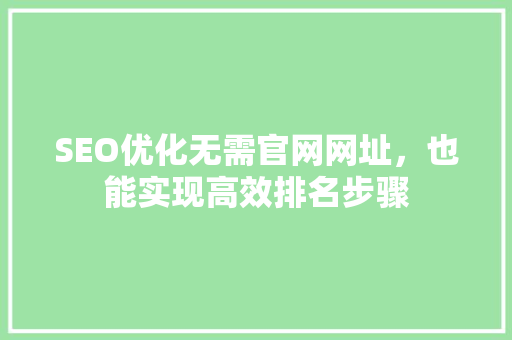 SEO优化无需官网网址，也能实现高效排名步骤