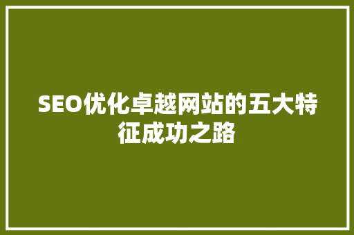 SEO优化卓越网站的五大特征成功之路