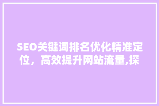 SEO关键词排名优化精准定位，高效提升网站流量,探索专业方法与方法