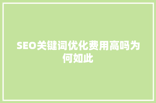SEO关键词优化费用高吗为何如此