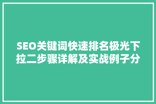 SEO关键词快速排名极光下拉二步骤详解及实战例子分析