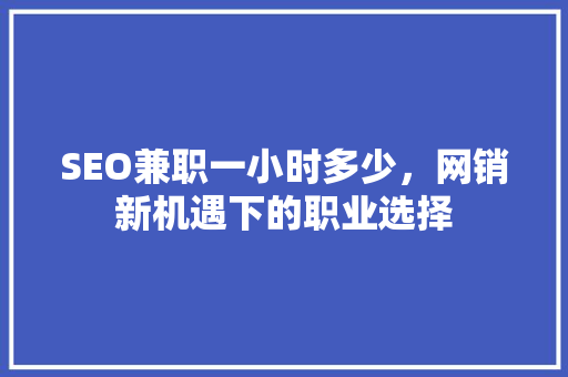 SEO兼职一小时多少，网销新机遇下的职业选择