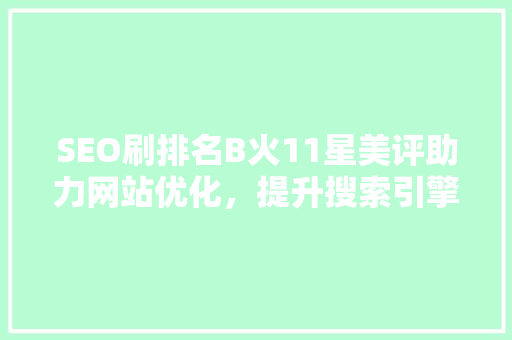 SEO刷排名B火11星美评助力网站优化，提升搜索引擎排名 AI场景
