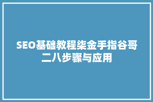 SEO基础教程柒金手指谷哥二八步骤与应用