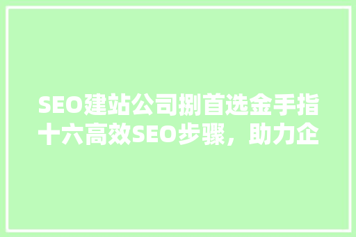 SEO建站公司捌首选金手指十六高效SEO步骤，助力企业网站脱颖而出