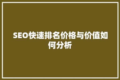 SEO快速排名价格与价值如何分析