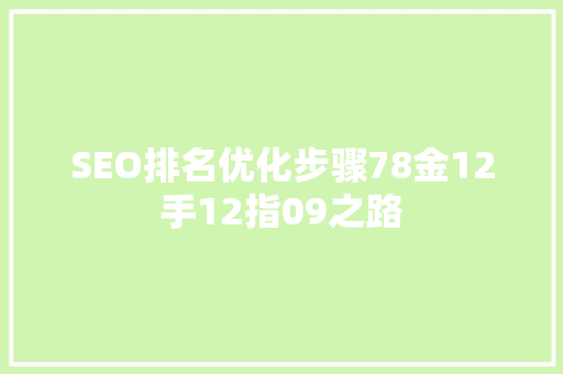 SEO排名优化步骤78金12手12指09之路