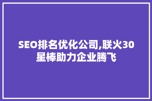 SEO排名优化公司,联火30星棒助力企业腾飞