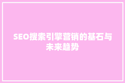 SEO搜索引擎营销的基石与未来趋势