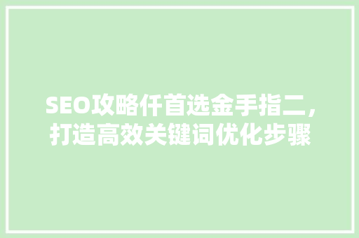 SEO攻略仟首选金手指二，打造高效关键词优化步骤