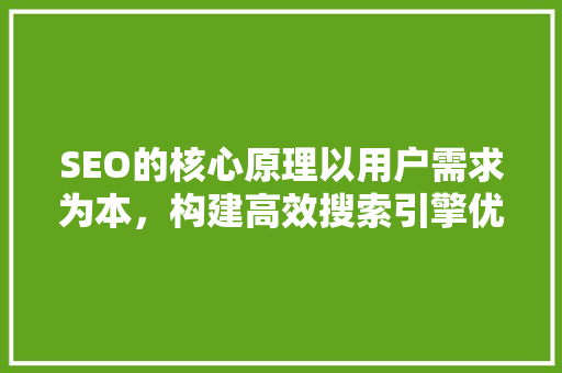 SEO的核心原理以用户需求为本，构建高效搜索引擎优化步骤