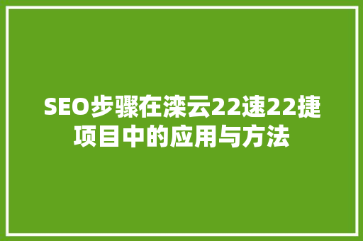 SEO步骤在滦云22速22捷项目中的应用与方法