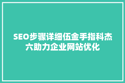 SEO步骤详细伍金手指科杰六助力企业网站优化