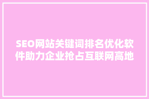 SEO网站关键词排名优化软件助力企业抢占互联网高地
