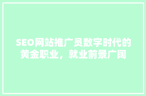 SEO网站推广员数字时代的黄金职业，就业前景广阔