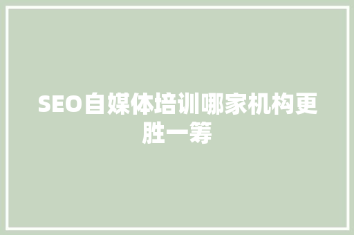 SEO自媒体培训哪家机构更胜一筹