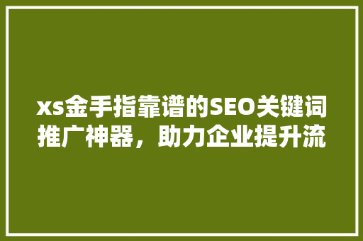 xs金手指靠谱的SEO关键词推广神器，助力企业提升流量与转化