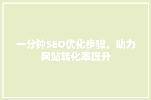 一分钟SEO优化步骤，助力网站转化率提升