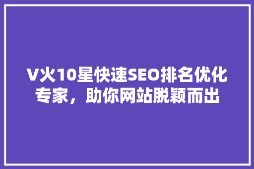 V火10星快速SEO排名优化专家，助你网站脱颖而出