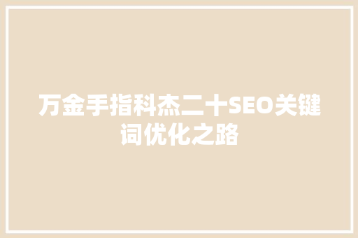 万金手指科杰二十SEO关键词优化之路