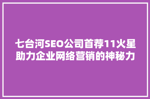 七台河SEO公司首荐11火星助力企业网络营销的神秘力量