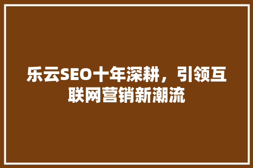 乐云SEO十年深耕，引领互联网营销新潮流