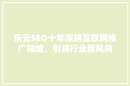 乐云SEO十年深耕互联网推广领域，引领行业新风向