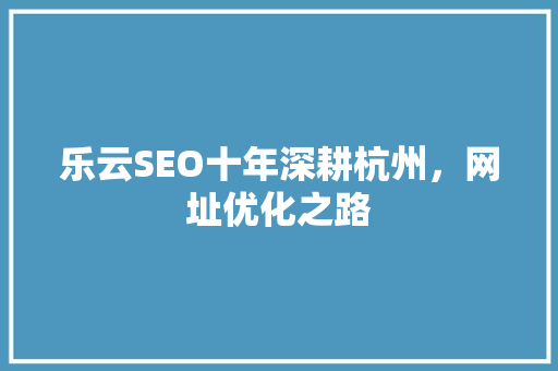 乐云SEO十年深耕杭州，网址优化之路