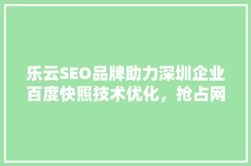 乐云SEO品牌助力深圳企业百度快照技术优化，抢占网络营销高地
