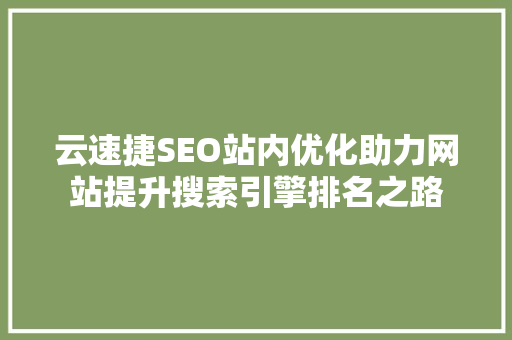 云速捷SEO站内优化助力网站提升搜索引擎排名之路