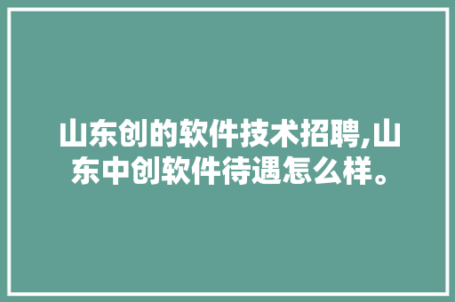 山东创的软件技术招聘,山东中创软件待遇怎么样。 软件技术