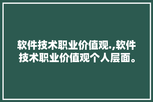 软件技术职业价值观.,软件技术职业价值观个人层面。 软件技术