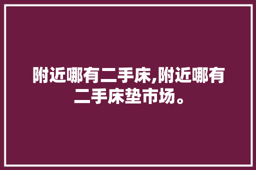 附近哪有二手床,附近哪有二手床垫市场。 智能科技