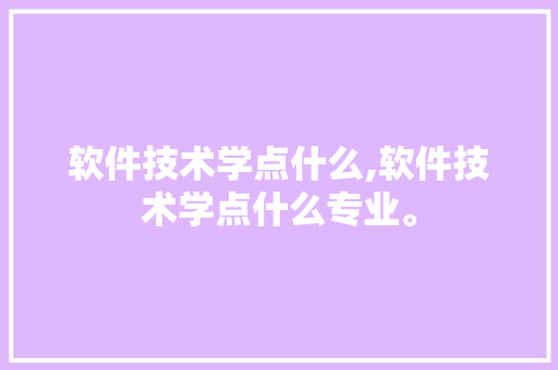 软件技术学点什么,软件技术学点什么专业。 软件技术