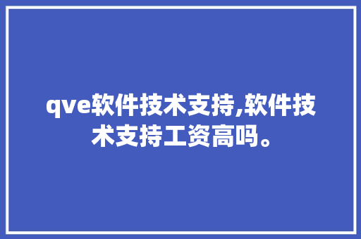 qve软件技术支持,软件技术支持工资高吗。 软件技术