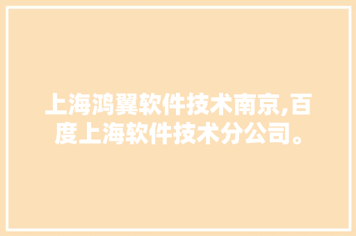 上海鸿翼软件技术南京,百度上海软件技术分公司。 软件技术