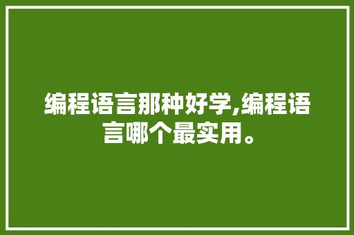 编程语言那种好学,编程语言哪个最实用。 智能科技