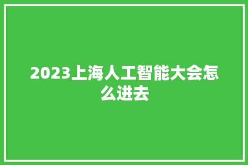 2023上海人工智能大会怎么进去 人工智能