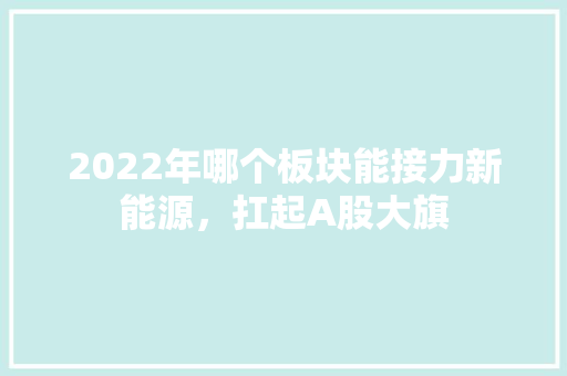 2022年哪个板块能接力新能源，扛起A股大旗
