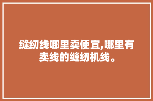 缝纫线哪里卖便宜,哪里有卖线的缝纫机线。 智能科技