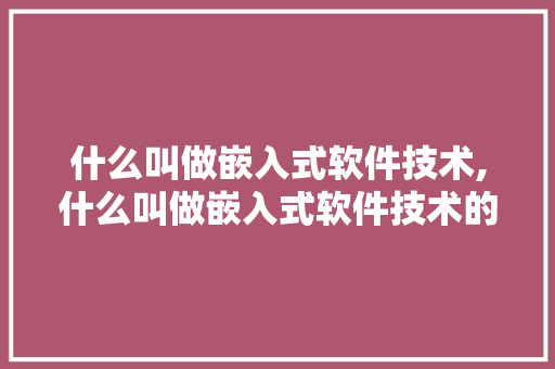 什么叫做嵌入式软件技术,什么叫做嵌入式软件技术的核心。 软件技术