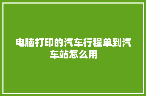 电脑打印的汽车行程单到汽车站怎么用 人工智能
