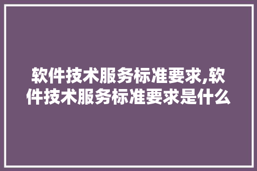 软件技术服务标准要求,软件技术服务标准要求是什么。 软件技术