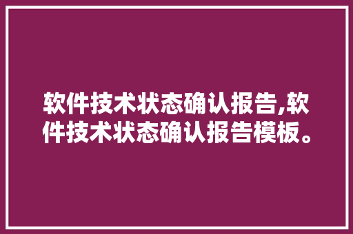 软件技术状态确认报告,软件技术状态确认报告模板。 软件技术