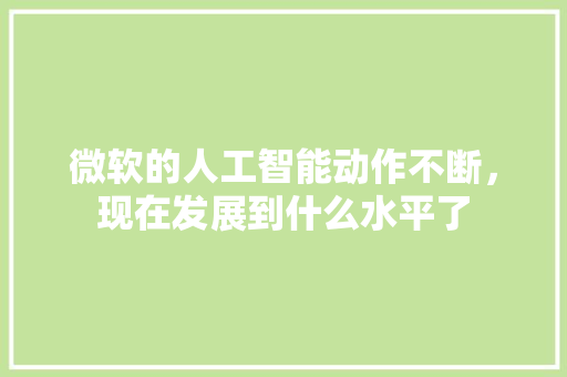 微软的人工智能动作不断，现在发展到什么水平了 人工智能