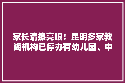 家长请擦亮眼！昆明多家教诲机构已停办有幼儿园、中小学、培训黉舍 AI场景