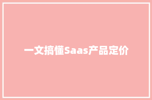 一文搞懂Saas产品定价 软件技术
