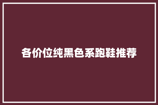 各价位纯黑色系跑鞋推荐 软件技术