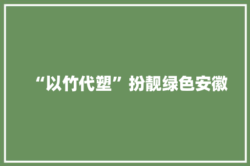 “以竹代塑”扮靓绿色安徽 软件技术